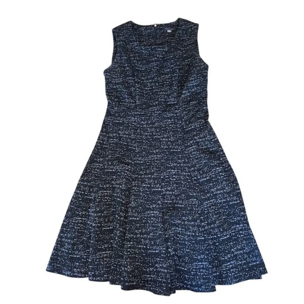 Tommy Hilfiger Sleeveless Fit Flare Textured Dress‎ Navy Blue Womens Size Medium